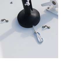 pad eye on motor boat deck
