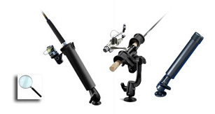 RAM Mounts Light-Speed and RAM Mounts Revolution fishing rod holders and rod rocket launcher tubes.
