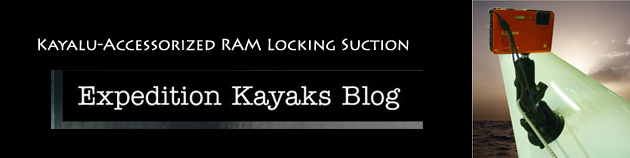 Expedition Kayak Product Review of Kayalu Accessorized RAM Locking Suction Camera Mount on Epic V10 Sport Surf Ski