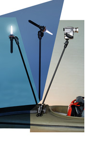 Radpole portable camera mount, video mount, kayak light.